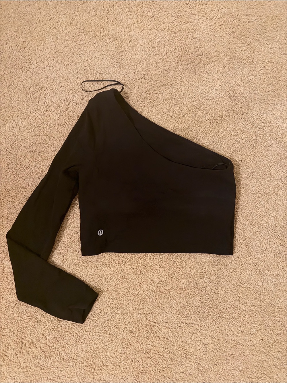 lululemon athletica Black One-Shoulder Long Sleeve Crop Top - Asymmetric